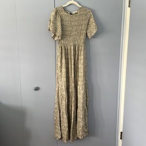 In Loom Green Floral maxi dress